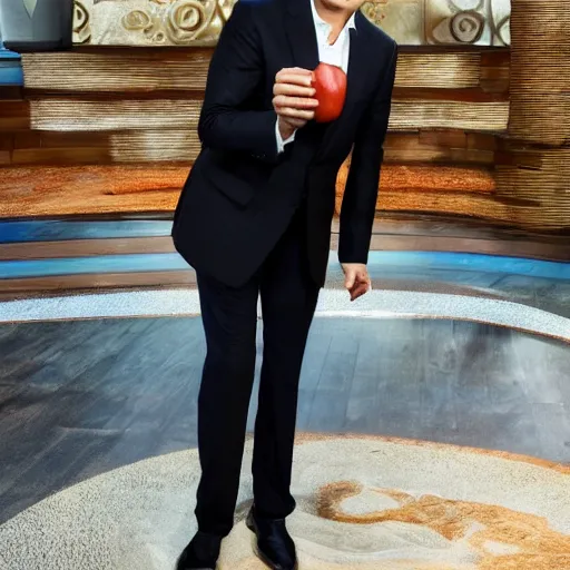 Image similar to mehmet oz holding a magic bean