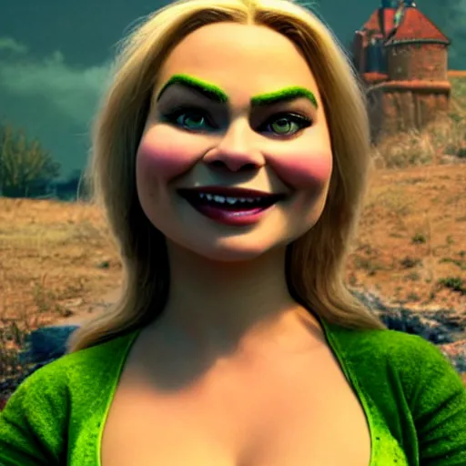 Image similar to nmargot robbie shrek mashup