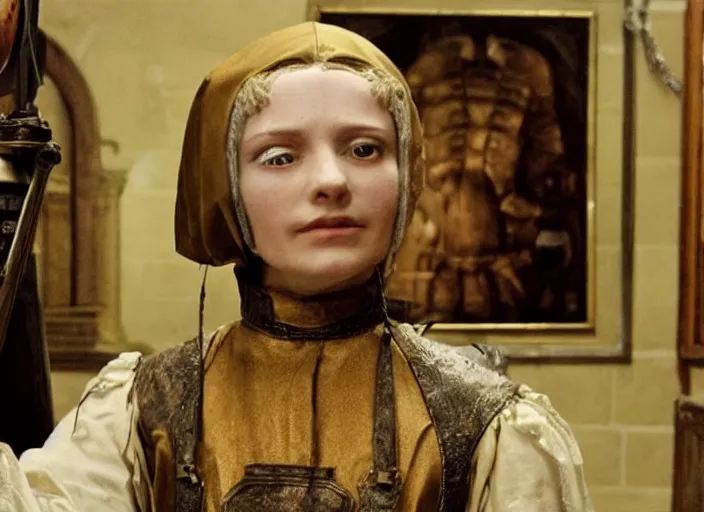 Prompt: scene from a 2 0 1 0 film set in 1 4 5 0 showing a portrait of an android