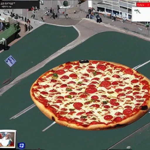 Image similar to giant pizza on Google earth