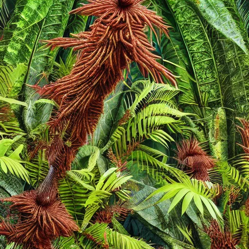 Prompt: strange, bizarre plantlife in the jungle, 8 k, highly detailed