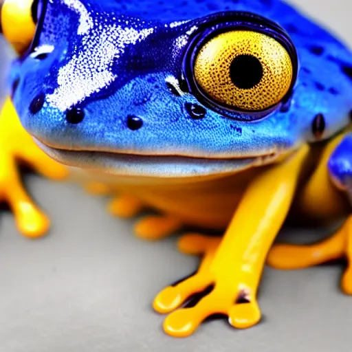 Image similar to a sad blue frog