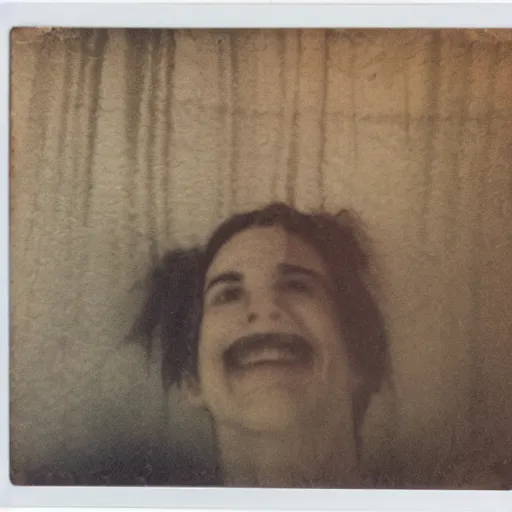 Image similar to last selfie on earth, polaroid, scratch and dust