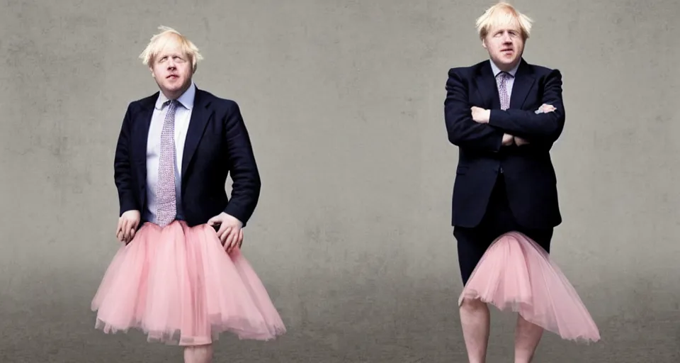 Image similar to boris johnson wearing a ballerina dress