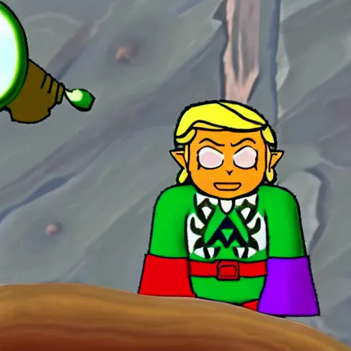 Image similar to Donald Trump!! as Tingle! in The Legend of Zelda!! Wind Waker