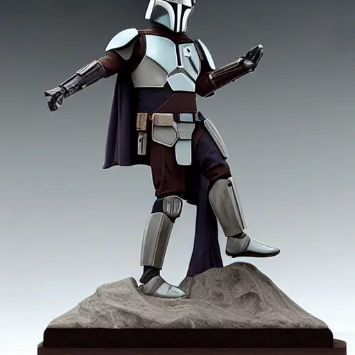 Prompt: marble statue from the Mandalorian