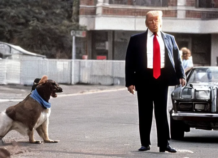 Prompt: film still of Donald Trump as Sonny in Dog Day Afternoon