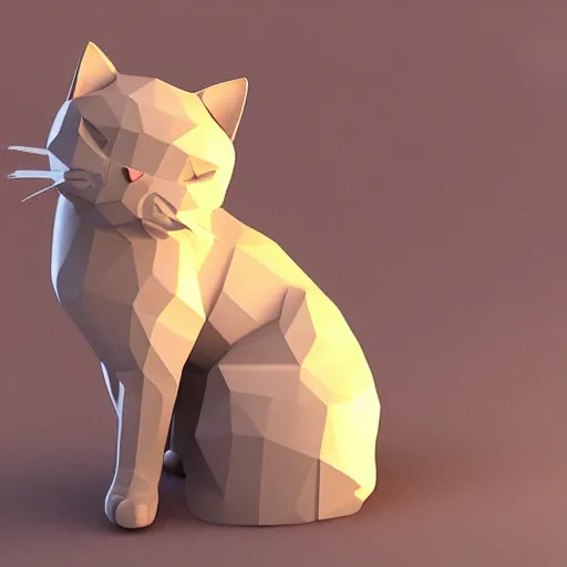 Image similar to a lovely cat sending kisses, low poly, 3d render