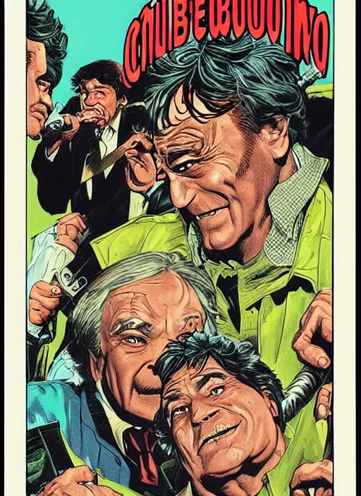 Prompt: Columbo, Creepshow (1982) comic book cover, artwork by Bernie Wrightson, full color, detailed
