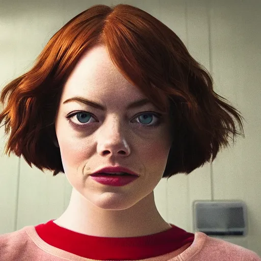 Image similar to Emma Stone in Stranger Things, XF IQ4, 150MP, 50mm, f/1.4, ISO 200, 1/160s, natural light, Adobe Lightroom, DxO Photolab, Corel PaintShop Pro, rule of thirds, symmetrical balance, depth layering, polarizing filter