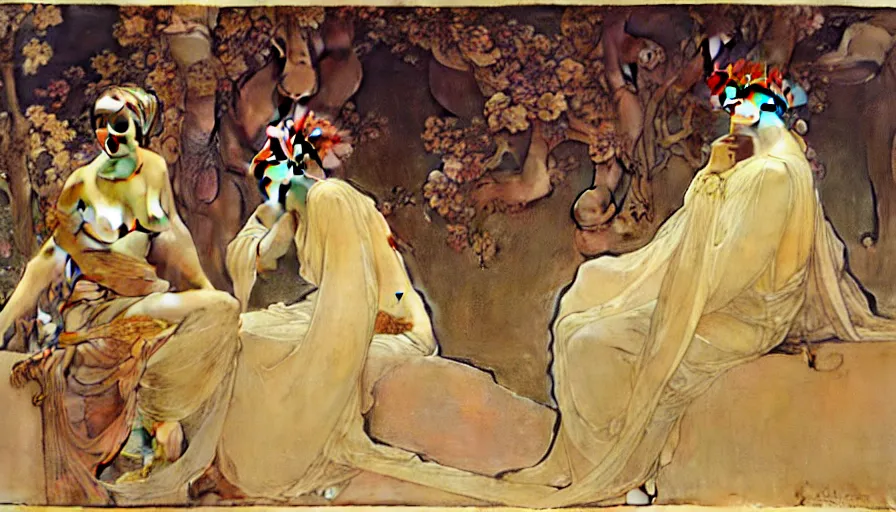 Image similar to the two complementary forces that make up all aspects and phenomena of life, by Alfons Maria Mucha