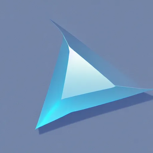 Prompt: an icon of a paper plane in light blue metallic iridescent material, 3 d render isometric perspective on dark background