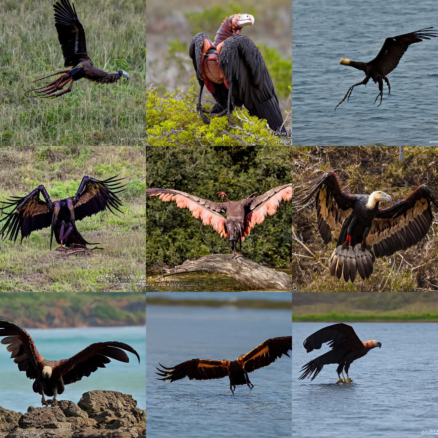 Prompt: a vulture-lobster-lobster-vulture, wildlife photography