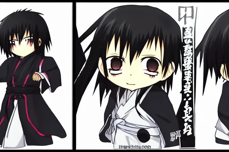 Image similar to hijikata toushirou, chibi, anime, short black hair