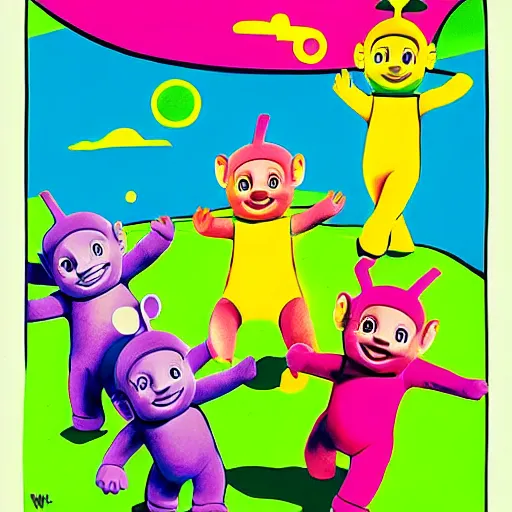 Image similar to teletubbies poster by Victor Moscoso