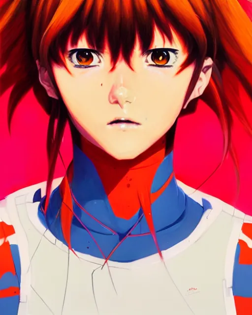 Image similar to a ultradetailed portrait painting of a asuka from evangelion, by conrad roset, greg rutkowski and makoto shinkai trending on artstation