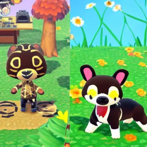 Image similar to kawaii african wild dog as an animal crossing character