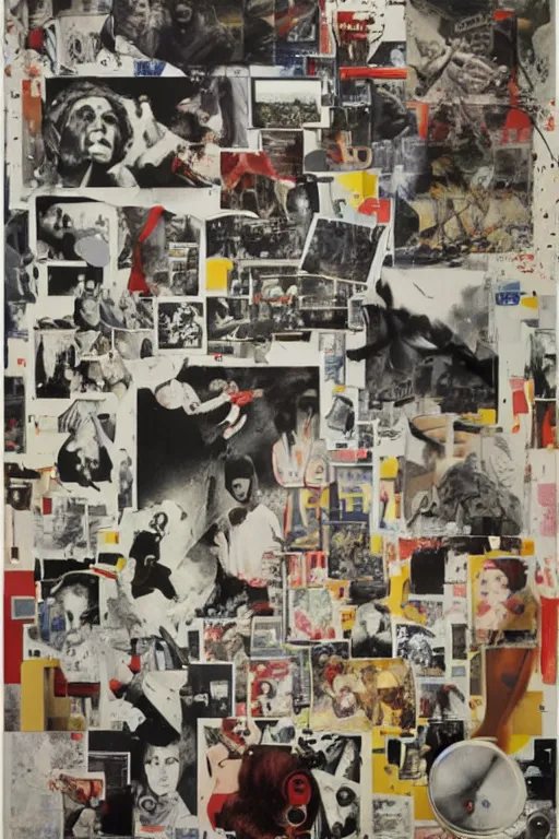 Prompt: life without ammo by richard hamilton and mimmo rotella and violet polsangi