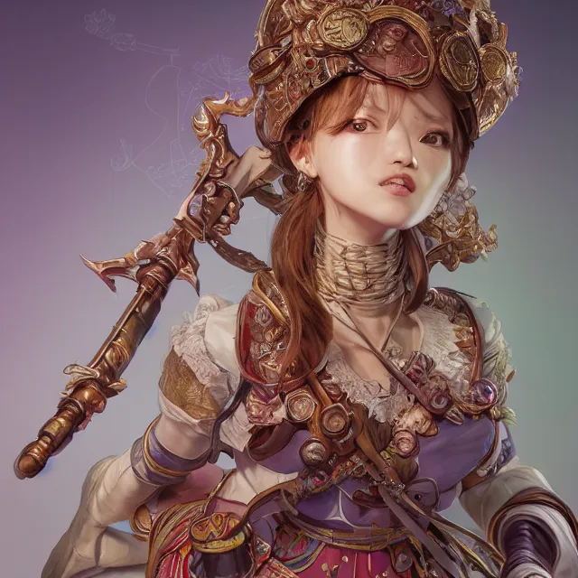 Image similar to studio portrait of neutral good colorful female cleric bard healer as absurdly beautiful, elegant, young skinny gravure idol, ultrafine hyperdetailed face illustration by kim jung gi, irakli nadar, intricate linework, sharp focus, bright colors, octopath traveler, final fantasy, unreal engine highly rendered, global illumination, radiant light, detailed and intricate environment