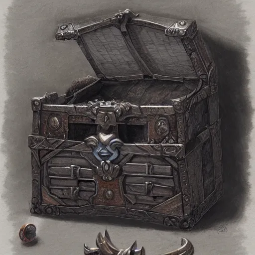 Prompt: a detailed portrait of a mimic chest, by justin gerard, digital art, realistic painting, dnd, character design, trending on artstation