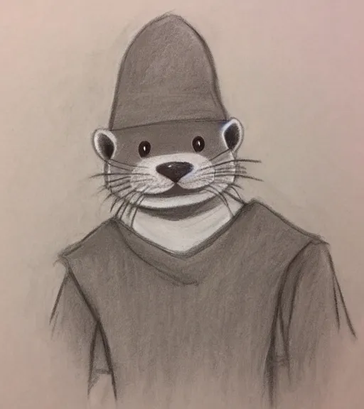 Prompt: master furry artist pastel pencil drawing full body portrait character study of the anthro male anthropomorphic otter fursona animal person wearing royal robes