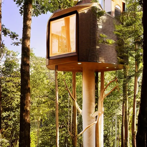 Image similar to futuristic tree house