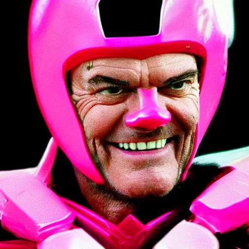 Image similar to jack nicholson as the pink power ranger, digital photography, highly detailed