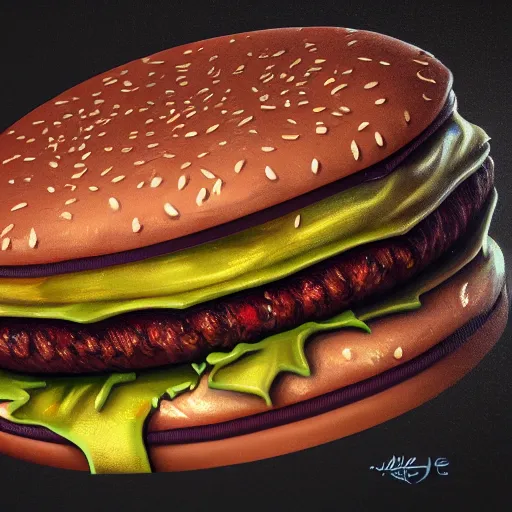 Prompt: spray paint graffiti hamburger, high details, cinematic, 8k resolution, beautiful detailed, insanely intricate details, artstation trending, octane render, unreal engine,