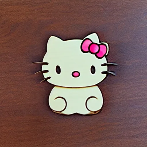 Image similar to 'hello kitty in cnc wood carving pencil sketch, highly detailed'