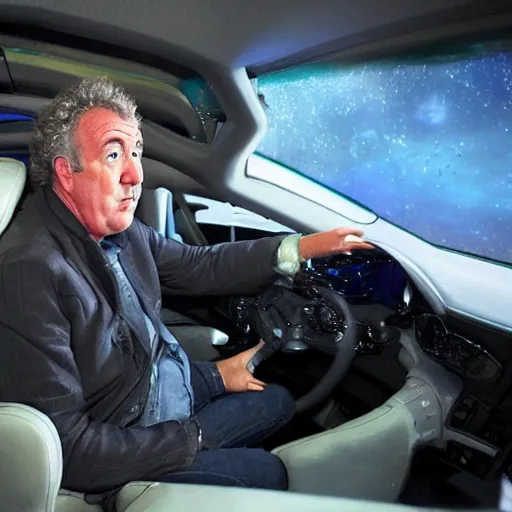 Image similar to jeremy clarkson driving a spaceship