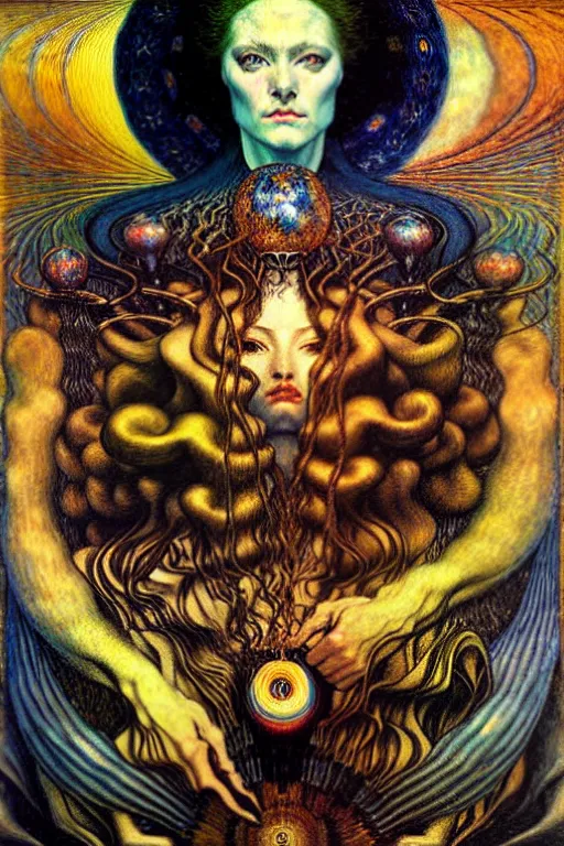 Image similar to Divine Chaos Engine by Karol Bak, Jean Delville, William Blake, Gustav Klimt, and Vincent Van Gogh, symbolist, visionary