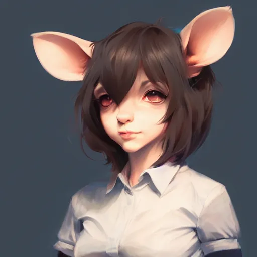 Image similar to character design portrait of an anthropomorphic furry rat girl with rat ears and a tail, 4 k, concept art, by wlop, ilya kuvshinov, artgerm, krenz cushart, pixiv.