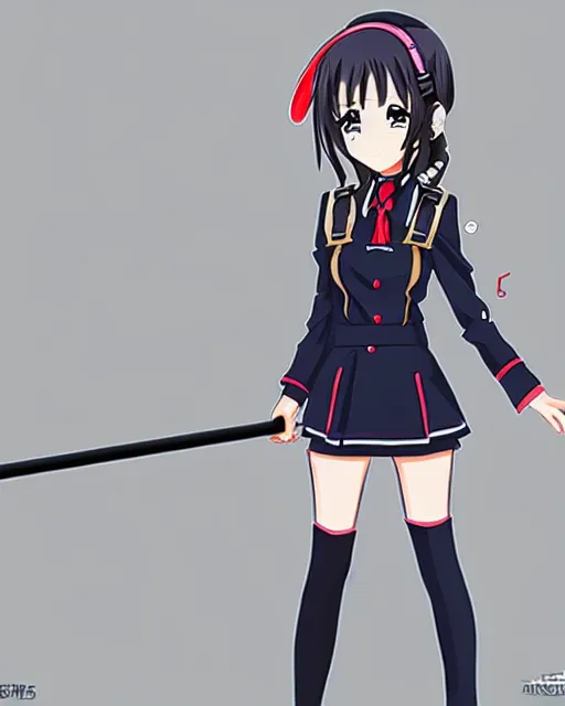 Prompt: selfie-stick of Anime petite girl Perfect face, fine details in uniform. Anime. by rossdraws Blizzard stylized comics