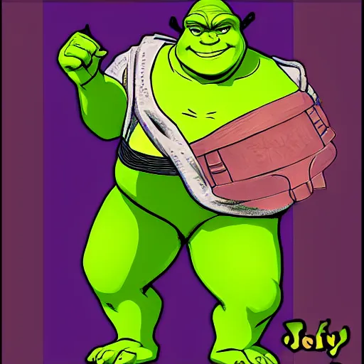 Image similar to shrek in jojo's bizarre adventure, shrek in the style of jojo bizzarre adventure