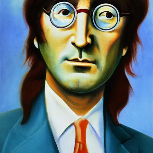 Image similar to surrealism era portrait of john lennon