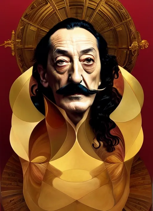 Prompt: portrait of salvador dali using the golden ratio, highly detailed, digital painting, artstation, sharp focus, illustration, art by tan zi and ayanamikodon and alphonse mucha and wlop