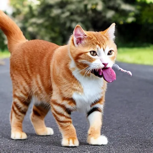Prompt: kitty mixed with human, dog tongue