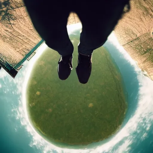 Image similar to first person pov of a giant looking down the earth