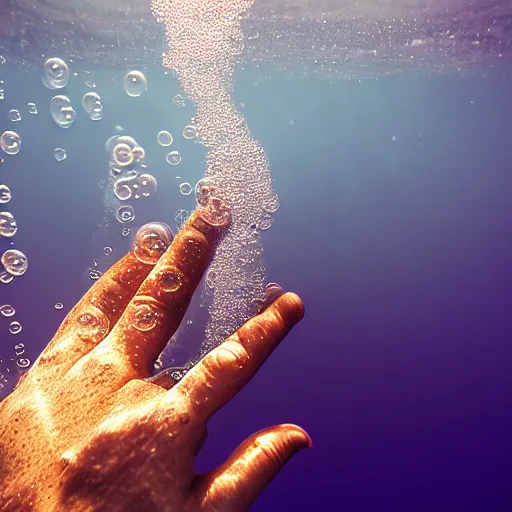 Prompt: iphone underwater, bubbles