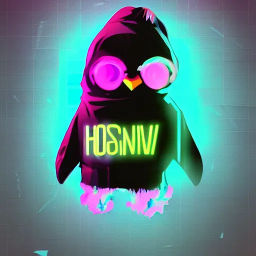 Prompt: penguin in hoody, portrait, vaporwave, synthwave, neon, vector graphics, cinematic, volumetric lighting, f 8 aperture, cinematic eastman 5 3 8 4 film, photorealistic