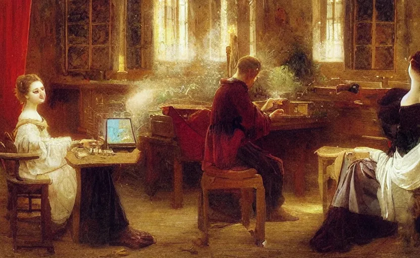 Image similar to computer on trial in medieval bavaria by pierre auguste cot and delphin enjolras and daniel f. gerhartz