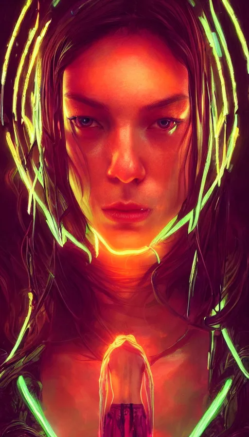 Prompt: no mercy, altered carbon, neon, dreamy vibe, fibonacci, sweat drops, insane intricate, highly detailed, cinematic, atmospheric. digital painting, artstation, concept art, smooth, sharp focus, illustration, unreal engine 5, 8 k, art by artgerm and greg rutkowski and alphonse mucha, laura sava, laura palmer