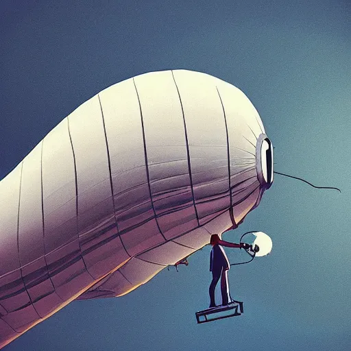 Image similar to “man using a bicycle pump to inflate an extremely large zeppelin blimp, highly detailed, dramatic lighting, Tim Burton, Studio Ghibli, Alex Pardee, Nekro Petros Afshar, James McDermott, cgsociety 4K”