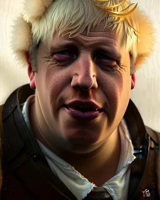 Image similar to boris johnson working at burger king, character portrait, ultra realistic, concept art, intricate details, highly detailed by greg rutkowski, gaston bussiere, craig mullins, simon bisley