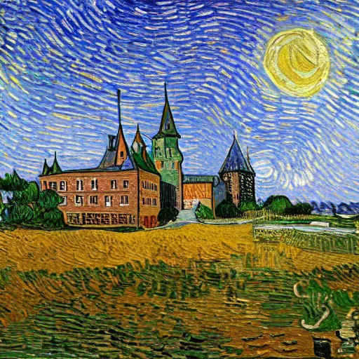 Prompt: Gripsholms castle in the style of van gogh