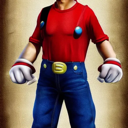 Image similar to tom cruise as mario!!!!!!!! hyper realistic