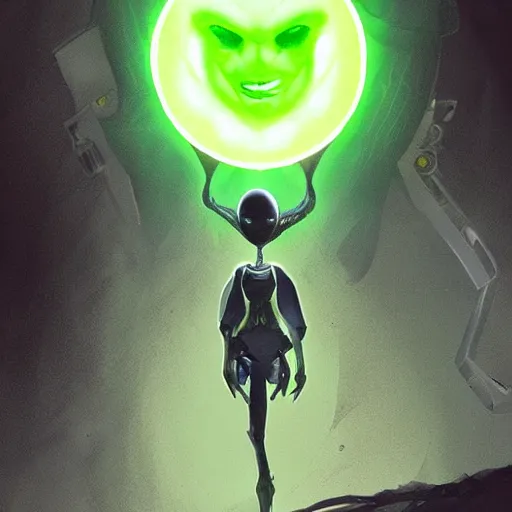 Image similar to the alien with the lantern head, replaced, artstation