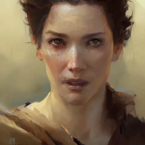 Prompt: a woman with a sarcastic face, portrait by Greg Rutkowski, craig mullins and Gaston Bussiere