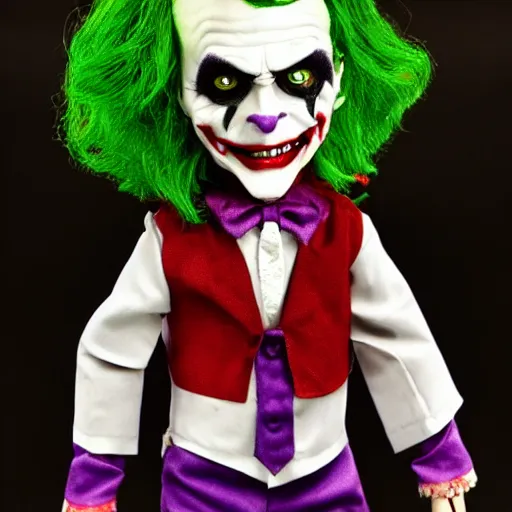 Prompt: creepy The Joker doll