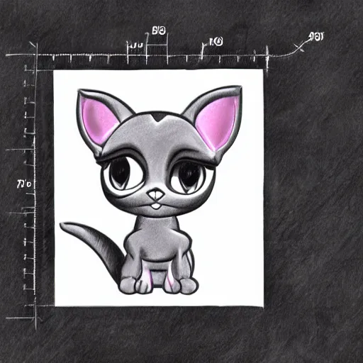 Prompt: littlest pet shop cat charcoal drawing highly detailed render